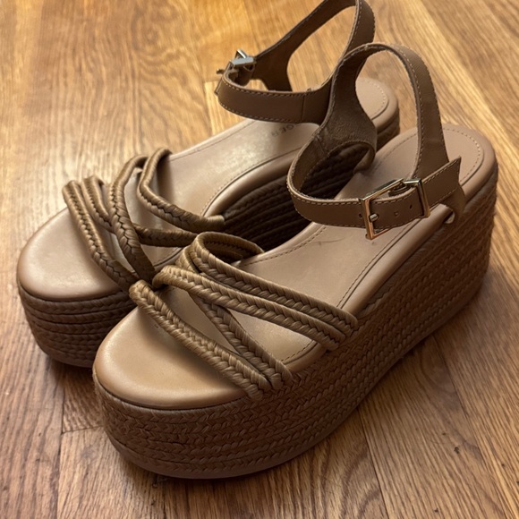 Kelsi Dagger Mend Braided Brown Platform Sandals - Picture 1 of 5